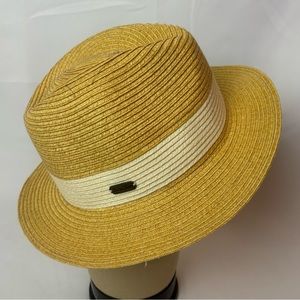 Sun 'N' Sand Headwear Fedora Paper Straw Hat Womens Adjustable Natural & Ivory
